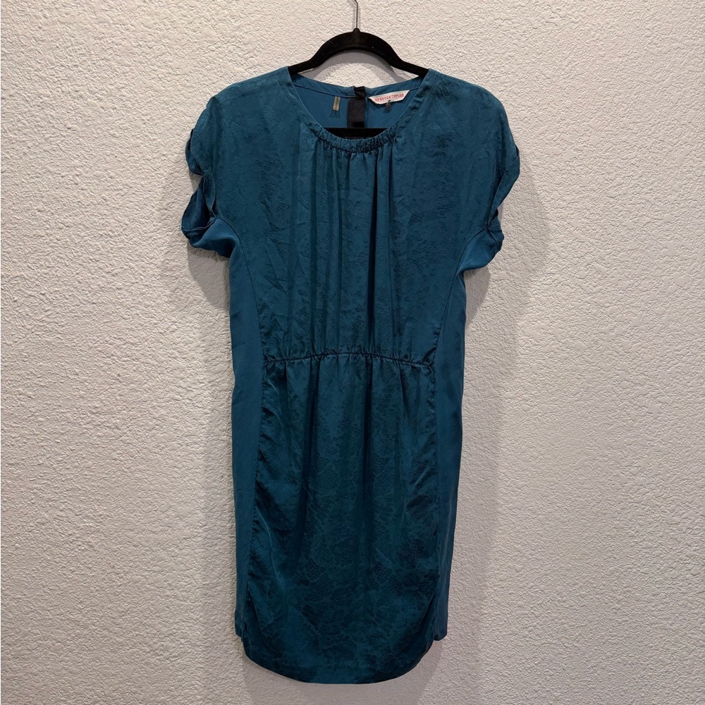 Rebecca Taylor Blue Pleated Smocked Midi Dress